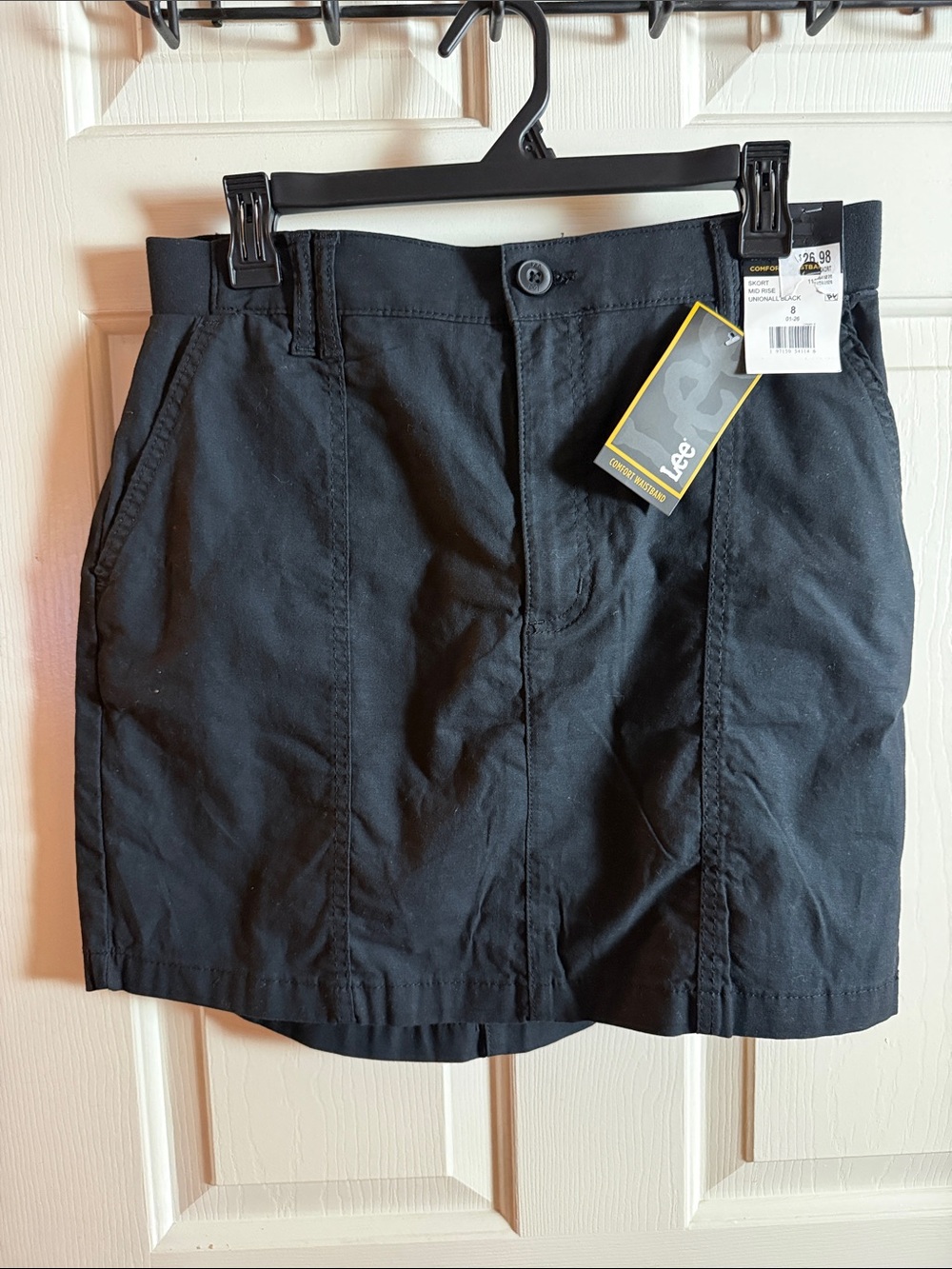 Lee Black Button-Front Mini Skort with Front Pockets